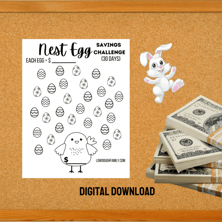 Easter “Nest” Egg- Savings Challenge for April 2023- Free Printable