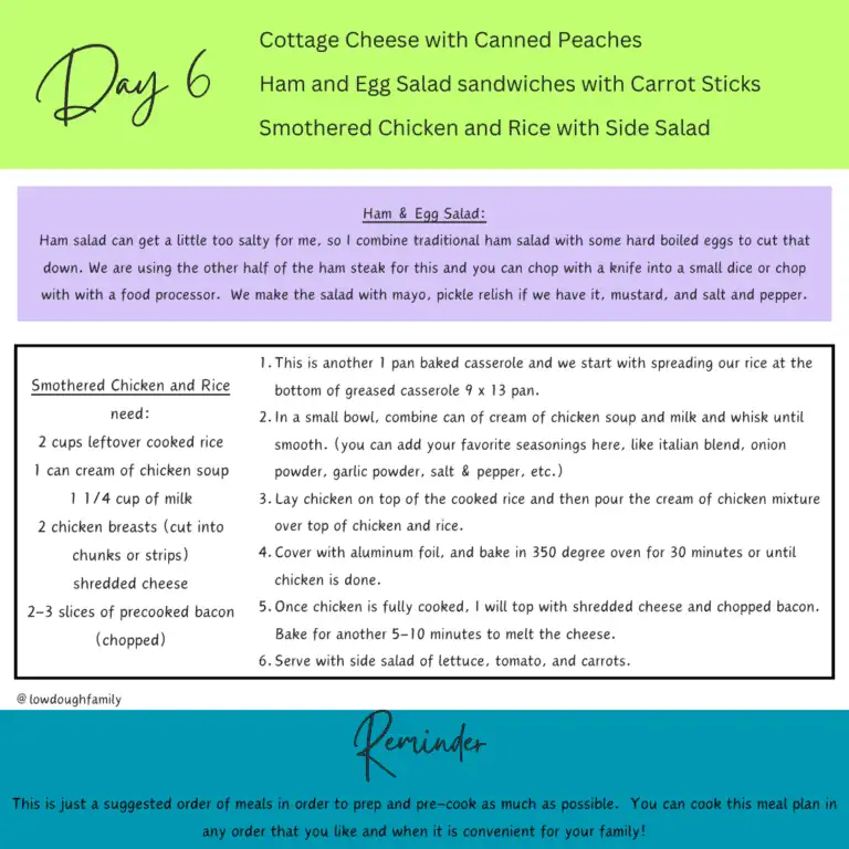 Free Meal Plan for Family of 4 on a $100 Budget (Week #6) – Low Dough ...