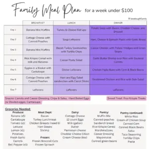 Free Meal Plan for Family of 4 on a $100 Budget (Week #6) – Low Dough ...