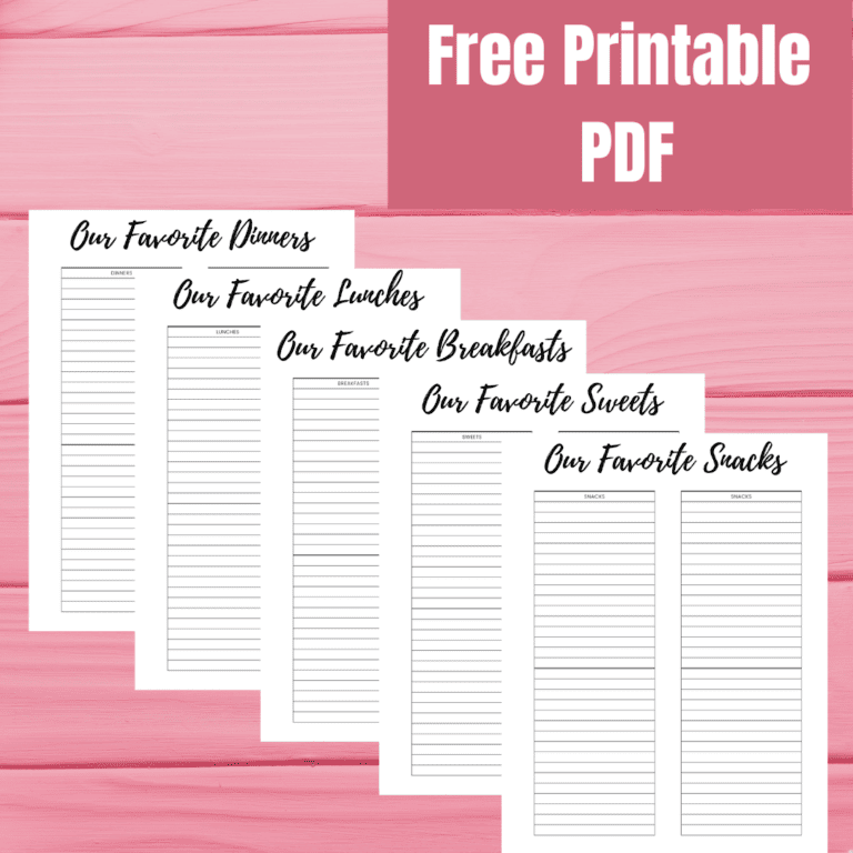 Our Favorite Meals- Free Printable PDF