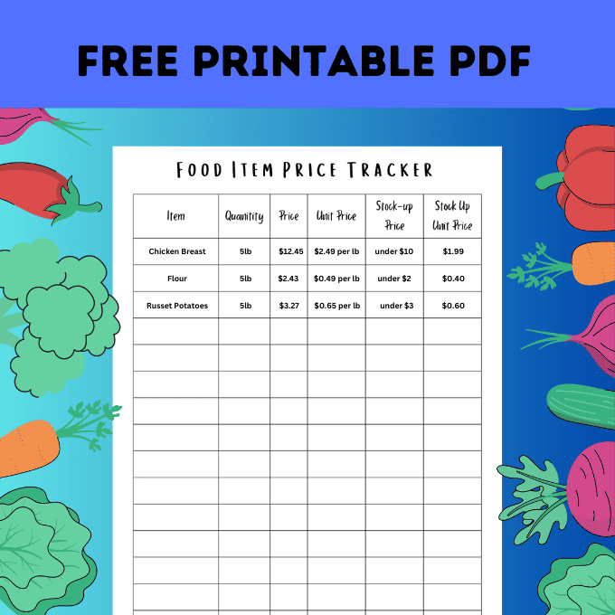 Food Price Tracker PDF (Free Printable) – Low Dough Family