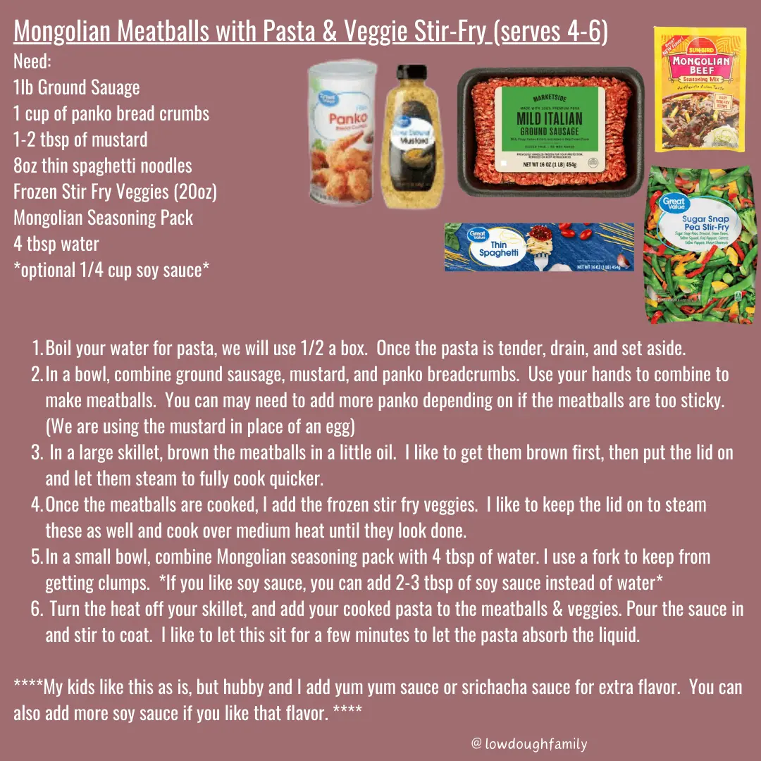 Walmart Dinner Ideas (6 for $60)- Week #17 – Low Dough Family