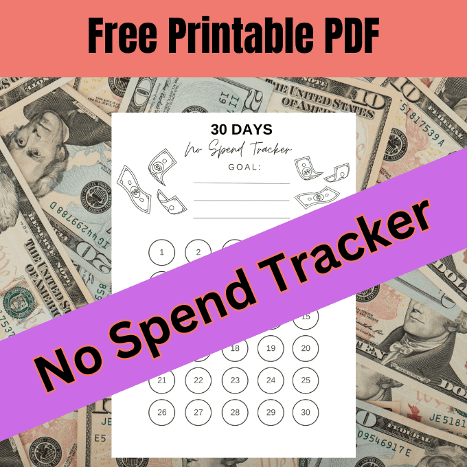 No Spend Month- Free Printable PDF Tracker