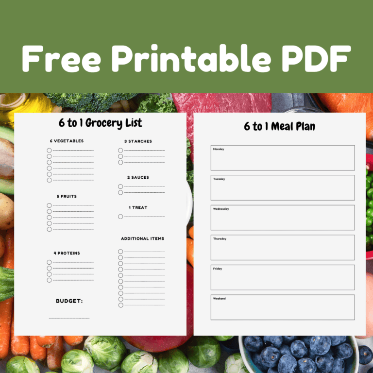 6 to 1 Grocery Method for Meal Planning (Free PDF)