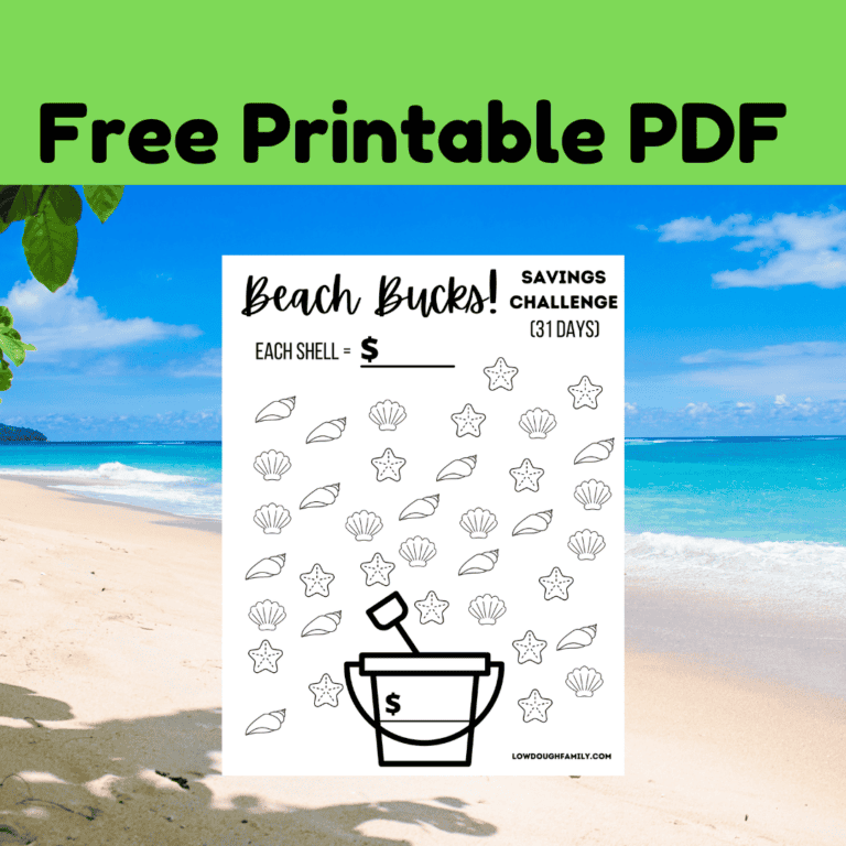 Beach Bucks Savings Challenge (FREE PDF)