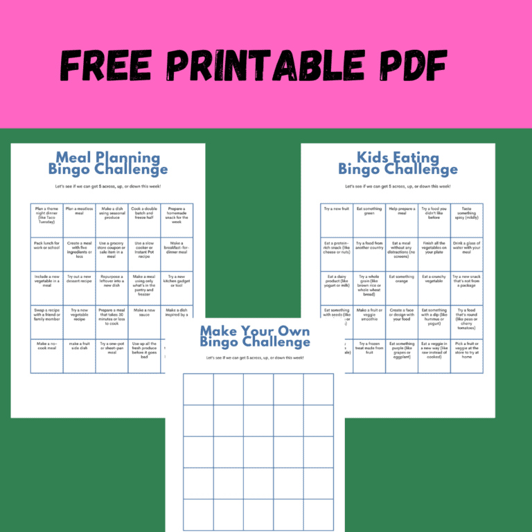 Meal Planning BINGO (Free PDF)