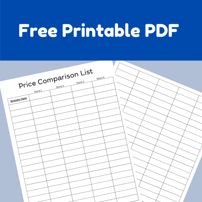 Blank Grocery Price Comparison List (Free PDF)